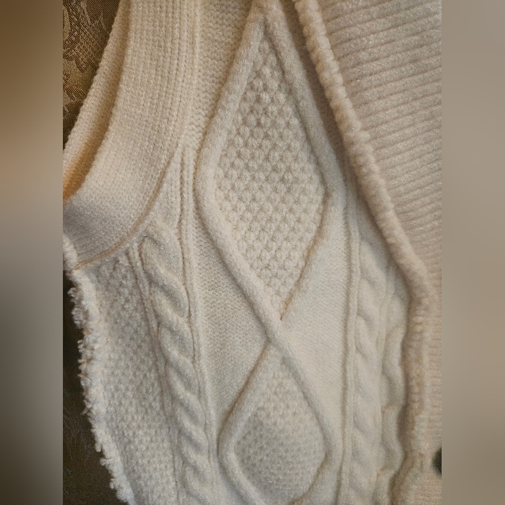 NWOT Free People Denson Cream Cable Cropped V-Neck Sweater Vest - Picture 7 of 16